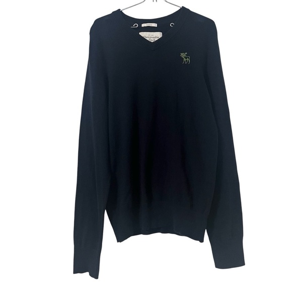 Abercrombie & Fitch Men's Muscle V-Neck Long Sleeve Sweater in Navy Sz L - Picture 1 of 15